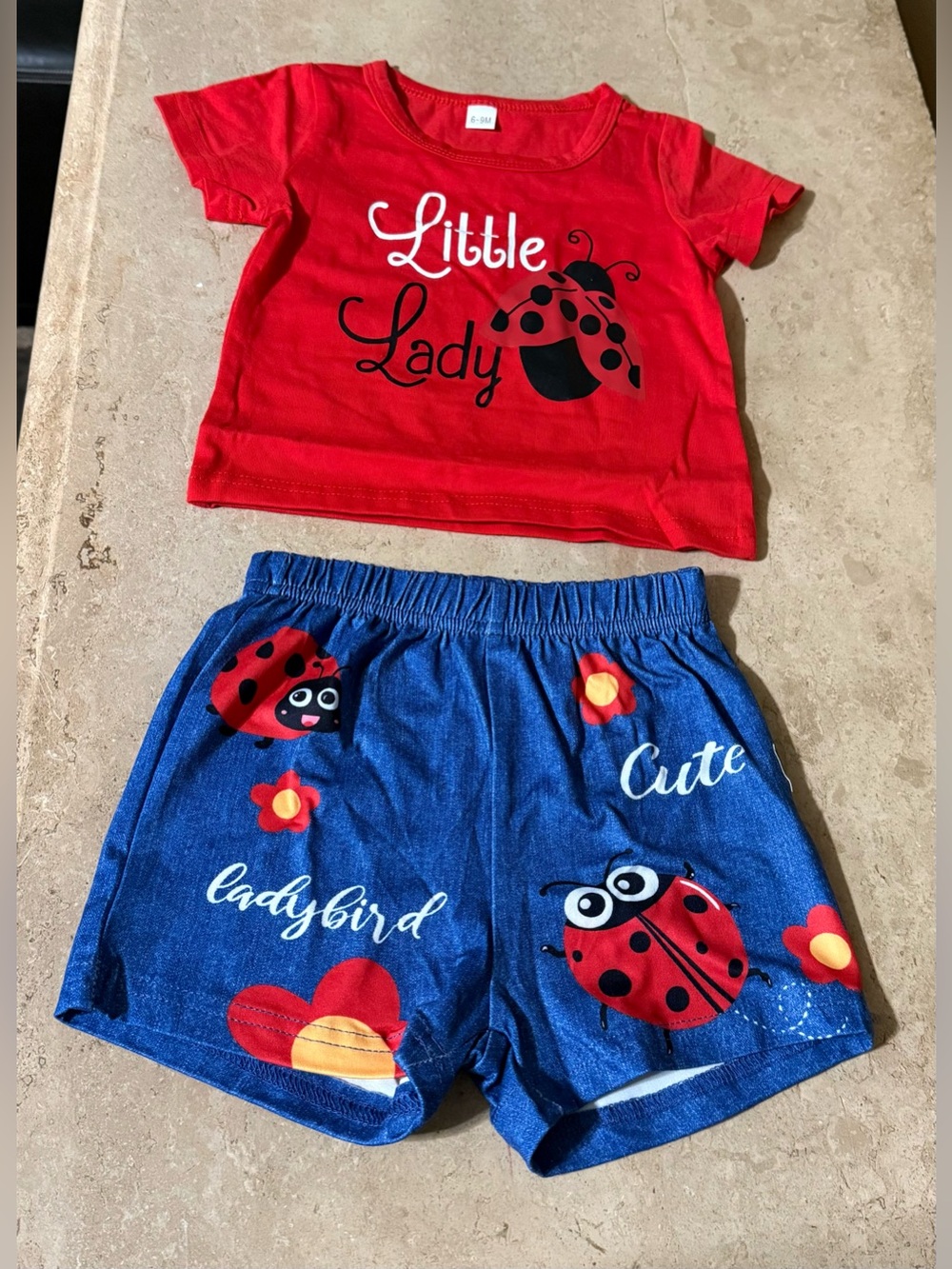 Baby Girl Cute Red Ladybug Top and Shirt Set Size (6-9M)(12-18M)